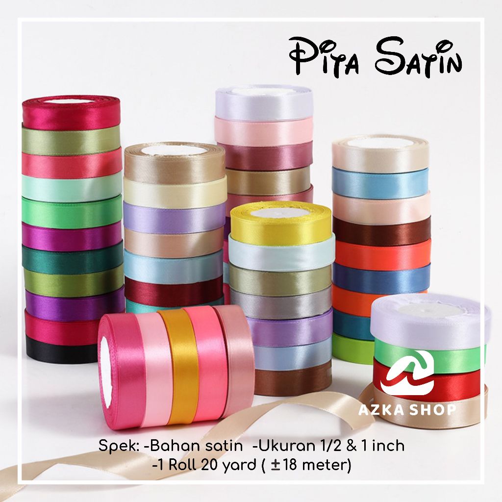 

Pita Satin Warna - pita 20 yard - Pita Satin roll polos warna