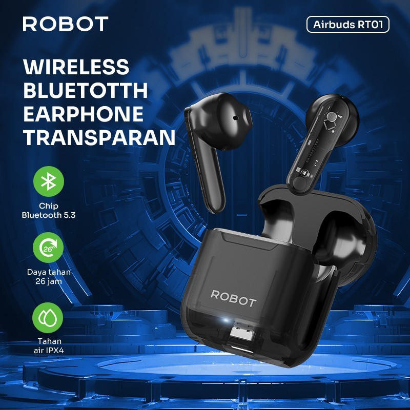 Robot TWS Wireless Earphone Airbuds RT01 Semi In-Ear ENC TWS Bluetooth earbud iphone android