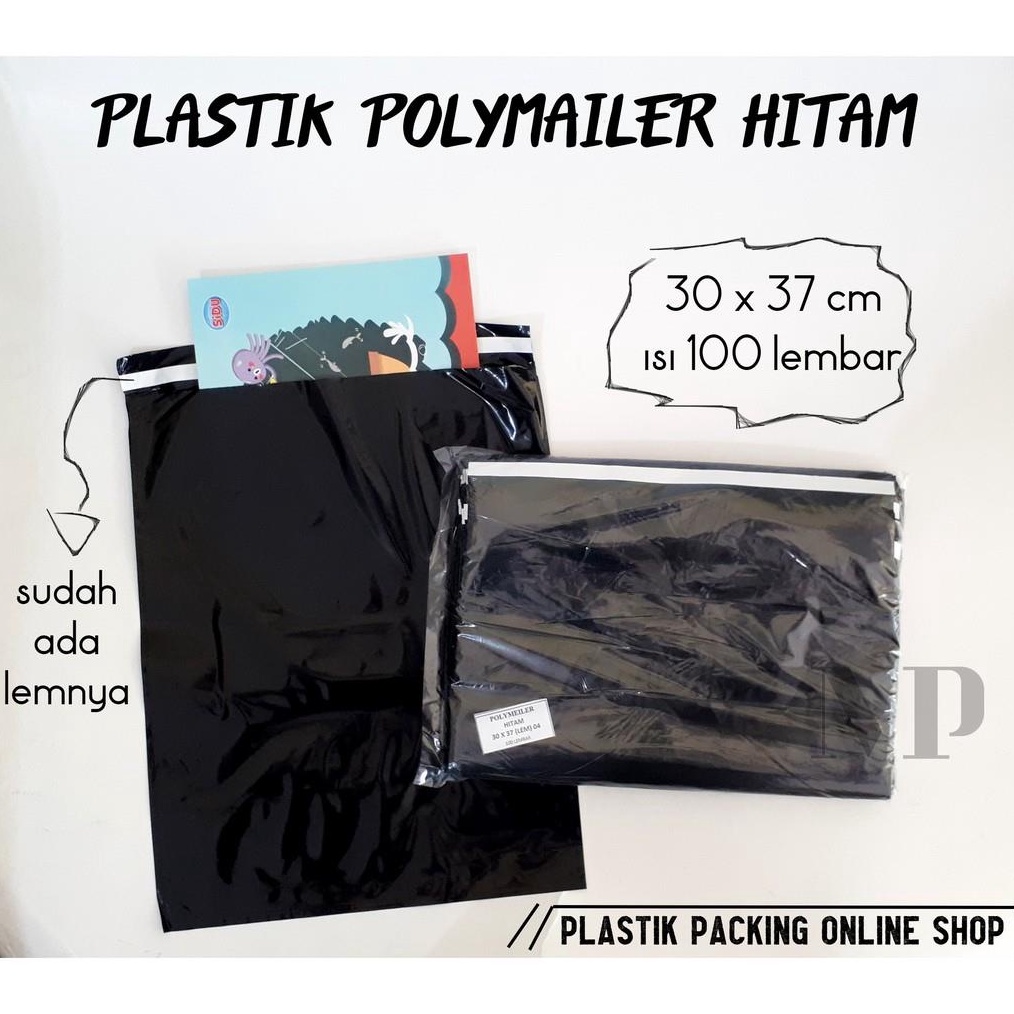 

FLASH SALE Plastik Polymailer Hitam 30 x 37 cm isi 100 pcs Packing Online Shop Kantong Lem Seal Amplop Glossy gas !!