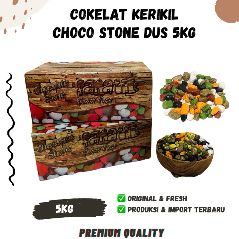 

COKLAT KERIKIL DUS 5KG Cokelat Krikil Batu Chocolate Stone Dragees Cokil Rock Turki Fanatik Arab