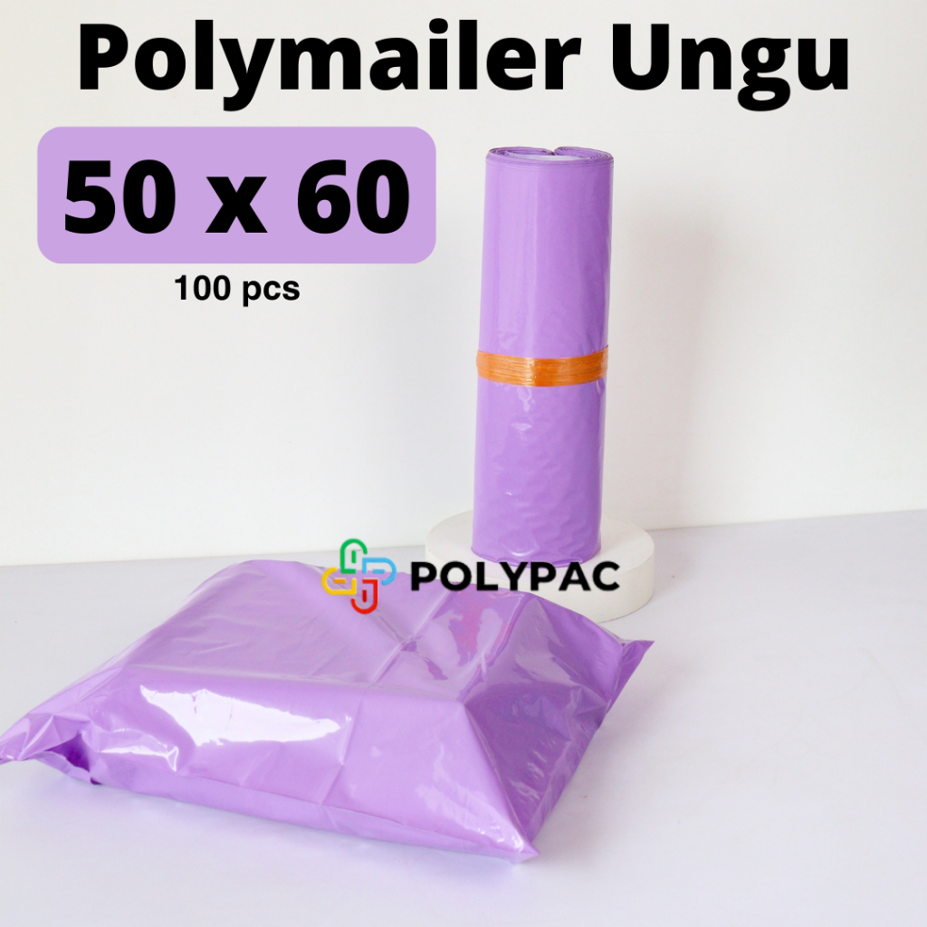 Polymailer UNGU [50x60] isi 100 pcs - Polymailer Lem Warna Ungu