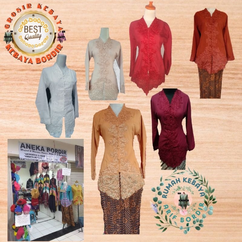 kebaya encim plus bordir, bahan  katun