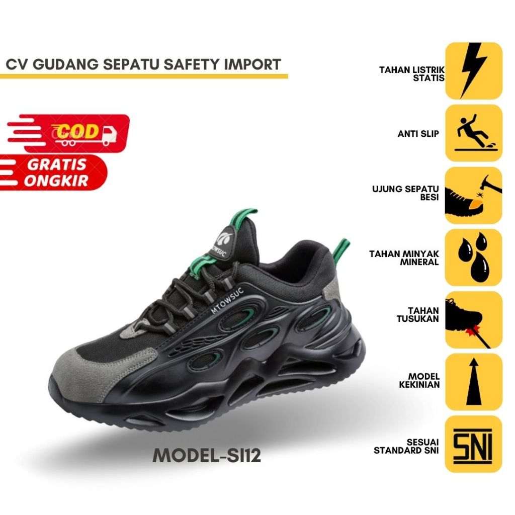Sepatu Safety Shoes Proyek Import Pria Wanita Original Casual SI12
