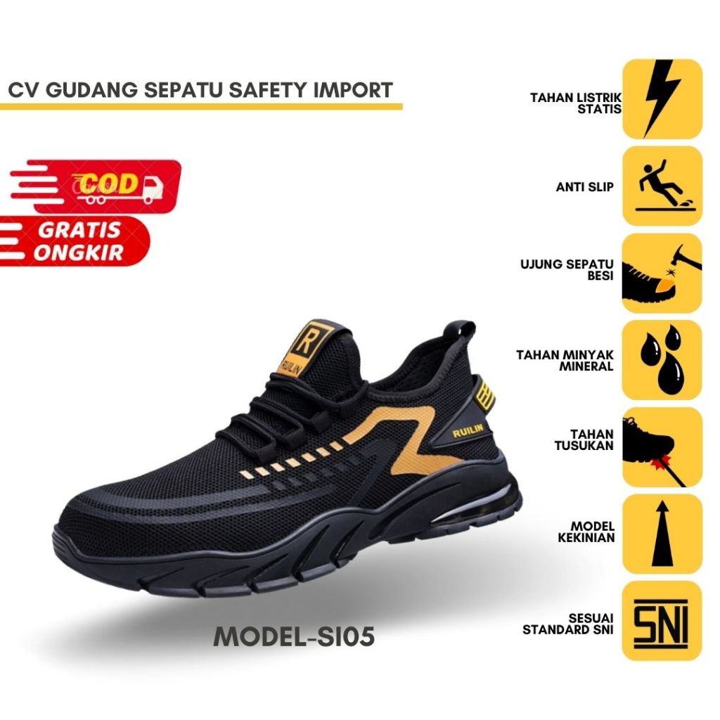 Sepatu Safety Shoes Proyek Import Pria Wanita Original Casual SI05