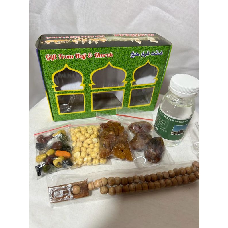 

oleh oleh haji dan umrah lebgkap dengan isi dan zamzam60ml