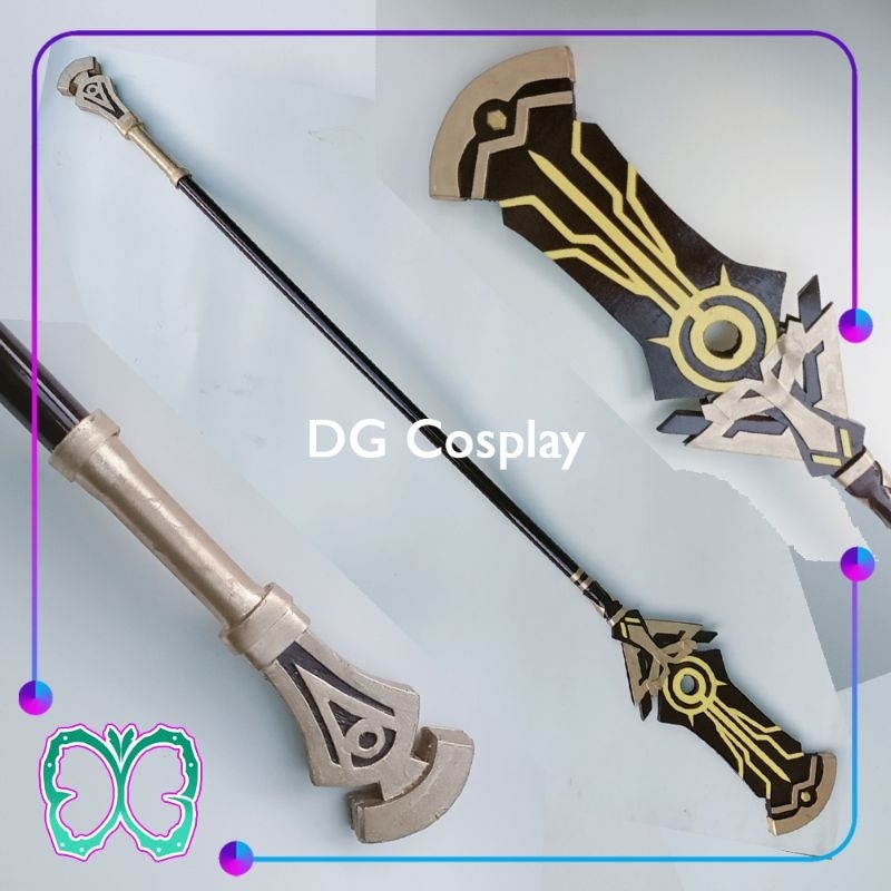 Genshin Impact Properti - Cyno Spear Cosplay - Mainan Tombak Kayu Replika