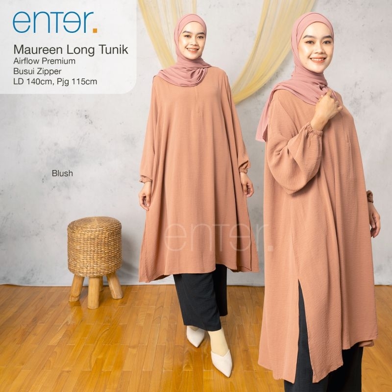 Maureen Long Tunik Jumbo LD 140 XXXXL Ori Enter Terbaru Atasan Midi Mididress Tyka Hijab