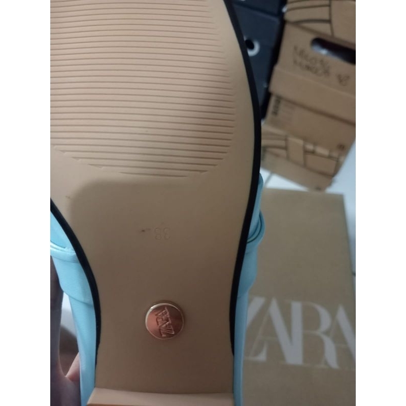 ZARA OPEN BACK LOAFERS BLUE