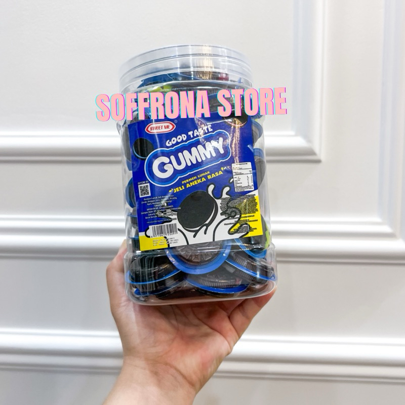 

Sweet me good taste gummy cookies permen lunak aneka rasa gambar cookies mirip oreo 1 toples isi 50