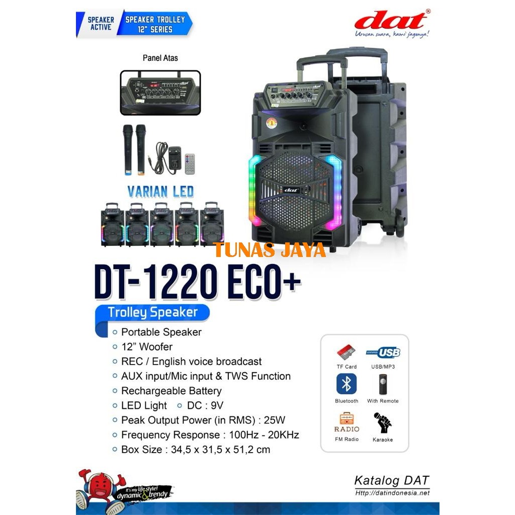 SPEAKER PORTABLE DAT DT-1220ECO+ SPEAKER DAT DT1220ECO+ DT 1220 ECO+ ORIGINAL