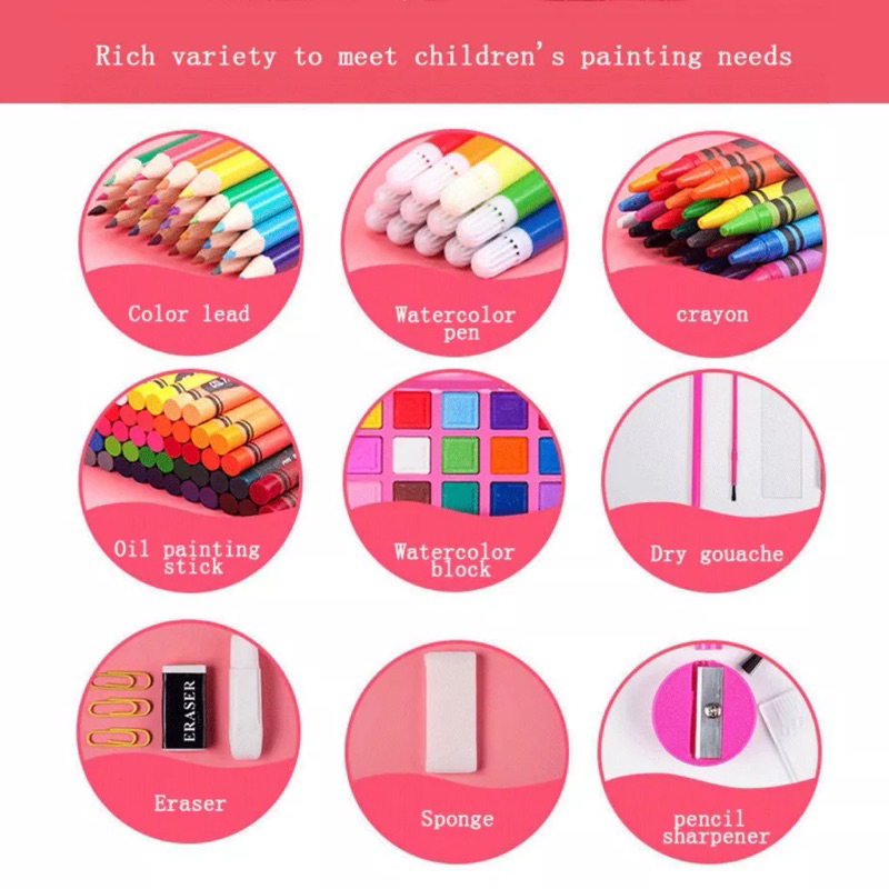

RB Set alat gambar crayon krayon 208pcs drawing painting set kado anak