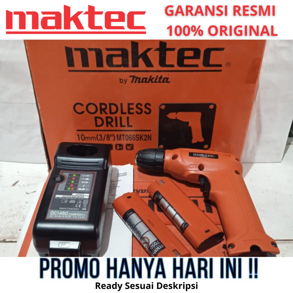 Mesin Bor Cordless MAKTEC JAPAN TECHNOLOGY 5035 DK1012-1 1 BATERAI ORIGINAL