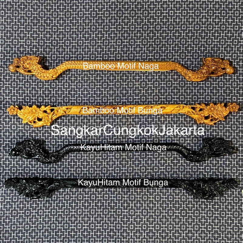 Tangkringan Bambu dan Kayu Hitam Motif Naga D22 Pleci Kolibri
