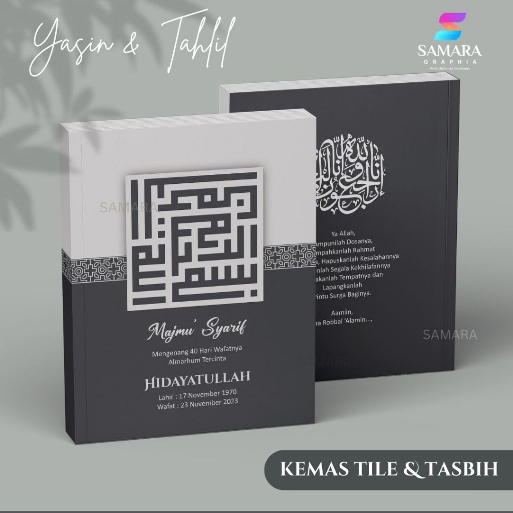 Buku Majmu Syarif Lengkap SOFTCOVER Qolbu terjemah arab buku yasin dan tahlil model abu abu kaligraf