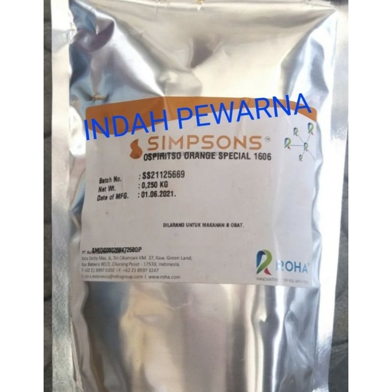 DIJAMIN ORI 100%  Pewarna minyak orange/Ospiritso orange special-1606 merek simpsons