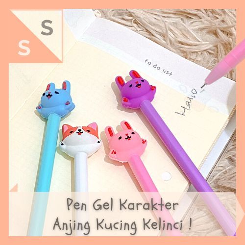 

[simplyshop] Pen / Pulpen Gel Karakter Hewan Lucu Anjing Corgi Kucing Kelinci Serigala Cute Fox Rabbit Bunny Cat Dog Animal Pets Zoo PGK-1076 Tinta Hitam Alat Tulis ATK Anak Sekolah