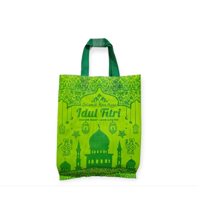 (LUSINAN 12pcs) Goodie bag LEBARAN 38x45x8 edisi 2024 sablon 2 sisi/tas lebaran