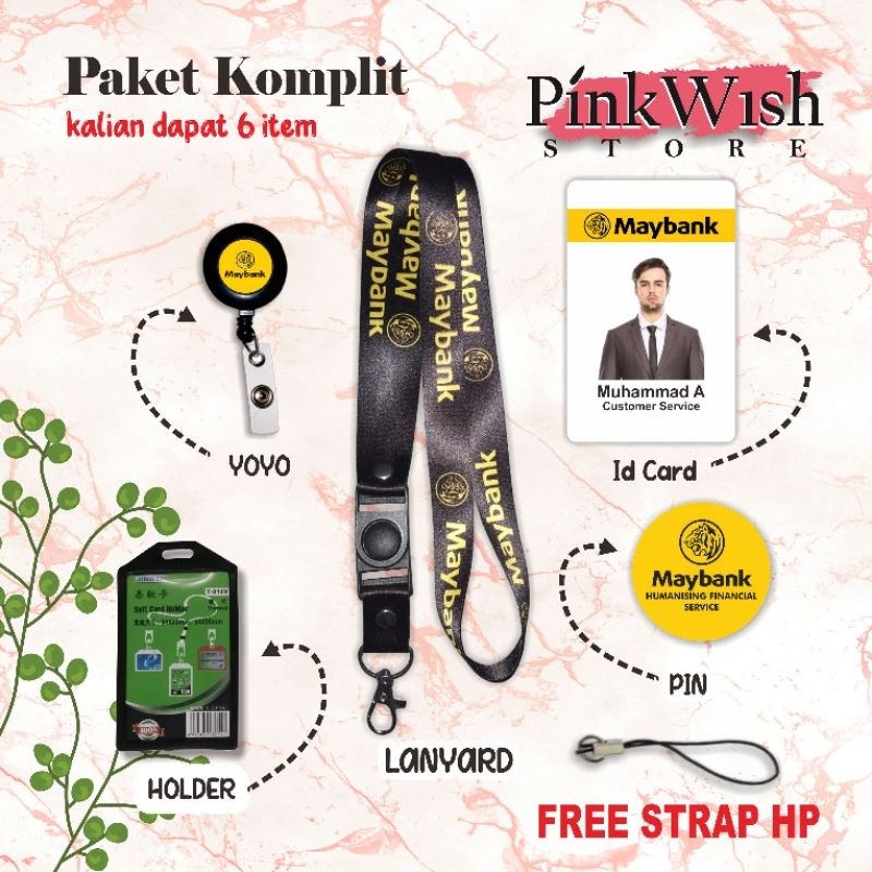 NEW DESIGN MAYBANK | Lanyard MAYBANK HITAM / Tali Idcard MAYBANK HITAM / Tali MAYBANK HITAM [READY S