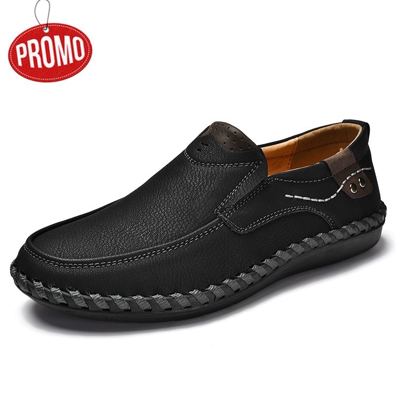 Promo COD Sepatu Slip-On Kulit Pria Original Asli Import Santai Kerja Kuliah Formal Kasual Pantofel