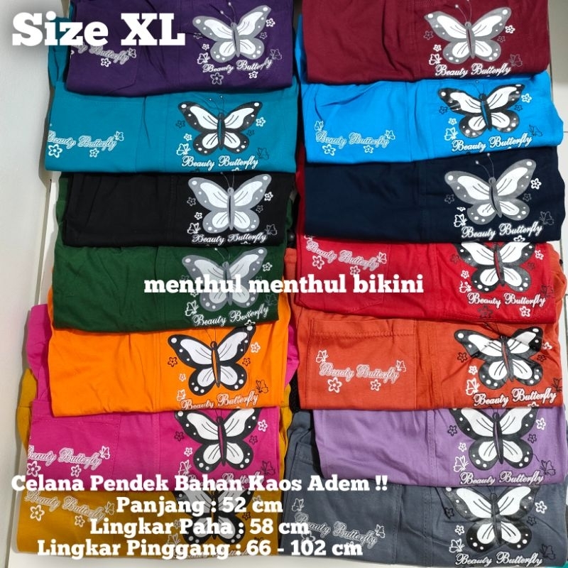 Size XL Celana Pendek Wanita Kolor Santai Tidur Hawai Bahan Kaos Pangandaran Menthul Menthul