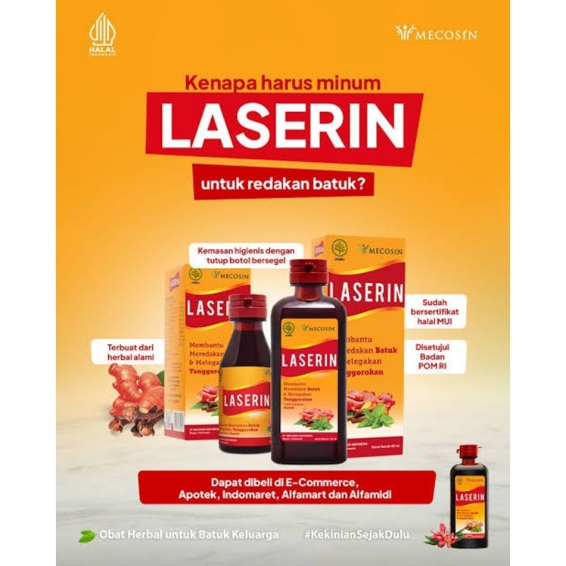 Laserin Syrup ll 110 Ml - 60 Ml ll Laserin Obat Batuk Herbal, Batuk, Pilek, Demam