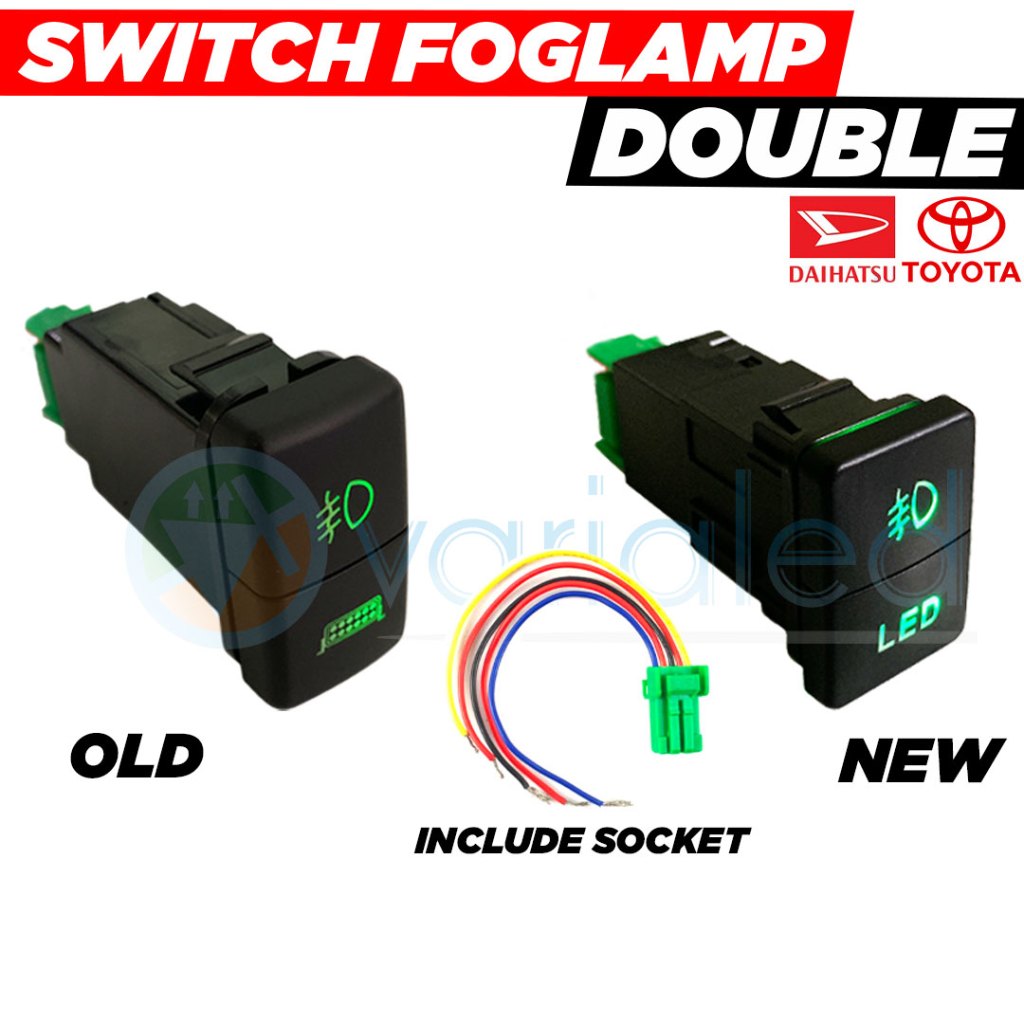 Switch Saklar Foglamp Double Tombol Kabel Socket Toyota Push Pull Mobil PNP Lampu Tembak 12V mobil