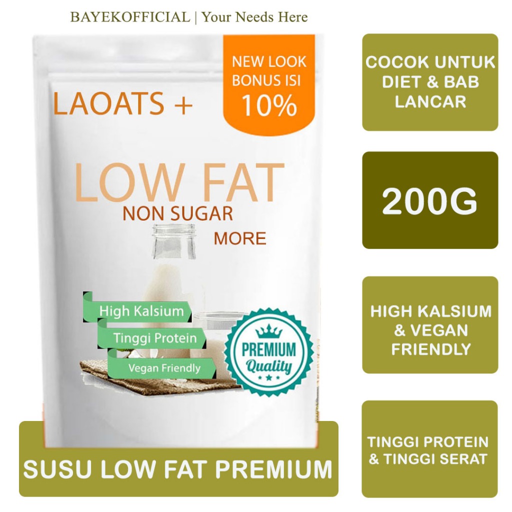 

Susu Bubuk Low Fat Penurun Berat Badan Pelangsing Badan Oat Milk Susu Diet Rendah Kalori Laoats