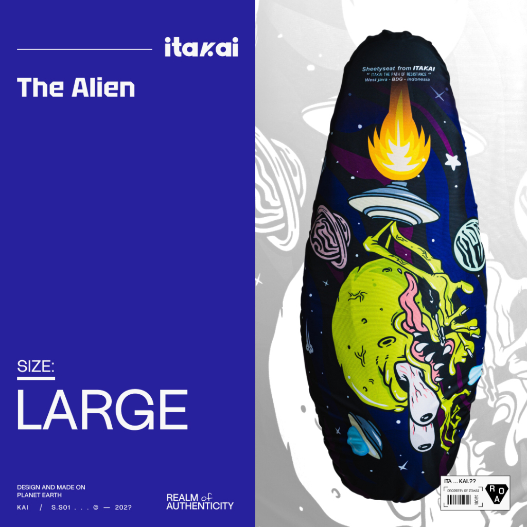 ID ITAKAI SARUNG JOK (THE ALIEN - LARGE) - COVER JOK MOTOR MOTIF PREMIUM / ANTI AIR / ANTI CAKAR