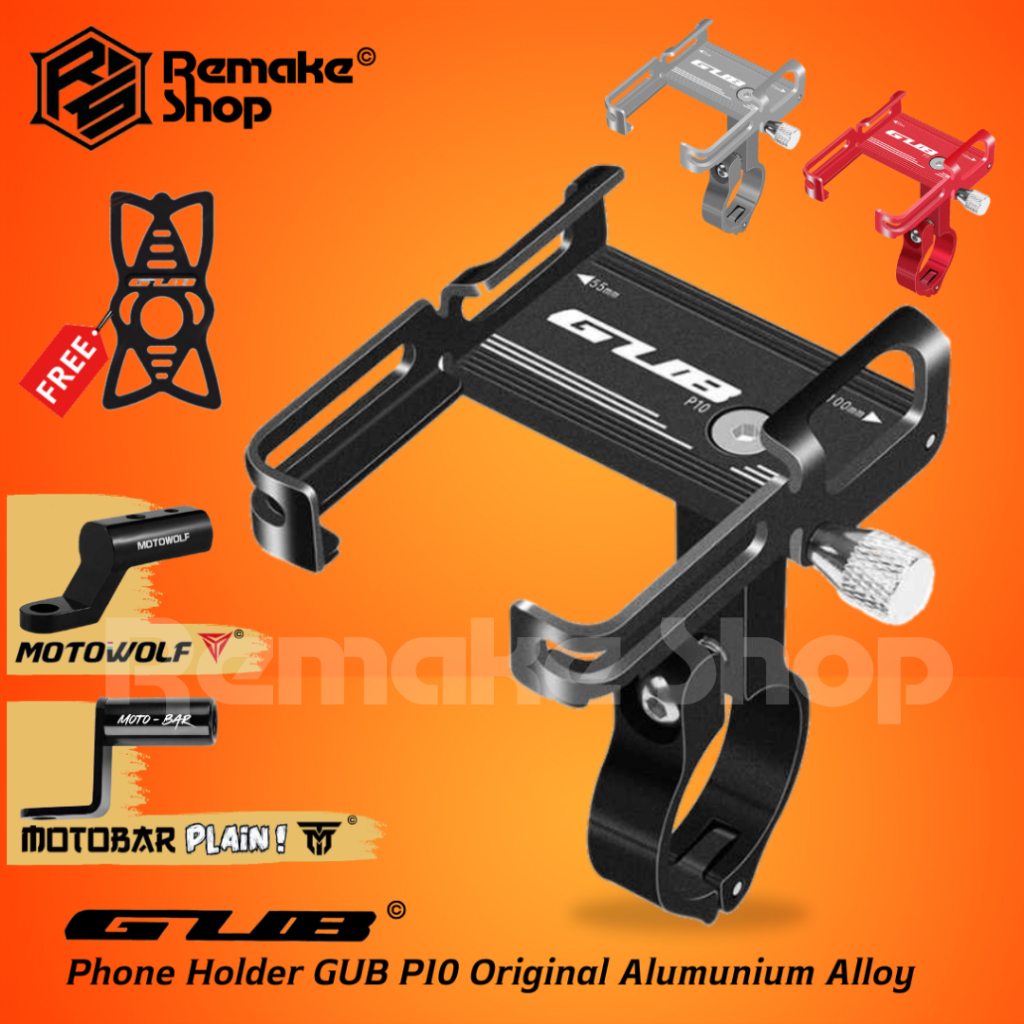 GUB P10 Original Phone Stand Holder Hp Handphone Sepeda motor Tempat Hp di Motor Dudukan Hp Di Motor