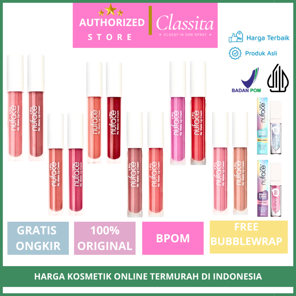 𝐂𝐋𝐀𝐒𝐒𝐈𝐓𝐀.𝐈𝐃 - Nu Face Lipcream Tahan Lama | Lipcream Waterproof | Lip Serum |  Nu face Lip Cream | N