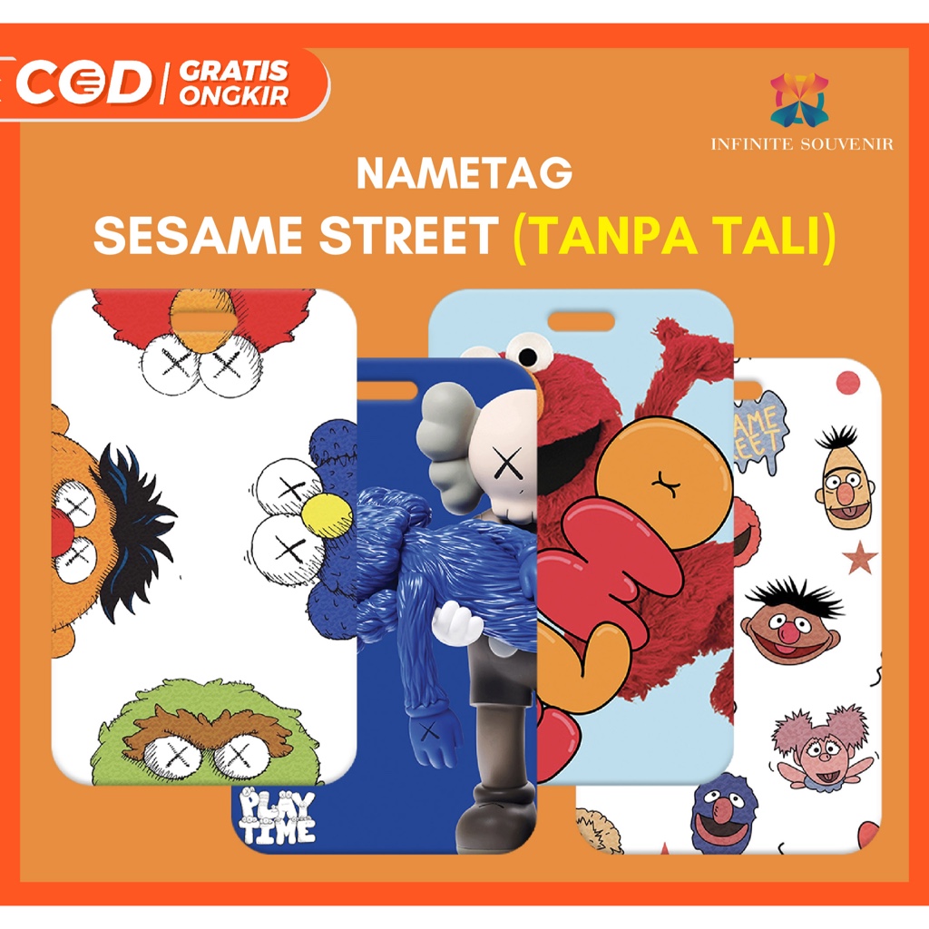 

(N009) Nametag Sesame Street x Kaws TANPA TALI / Card Holder Motif Elmo Cookie / ID Card Kaws / Tempat Kartu