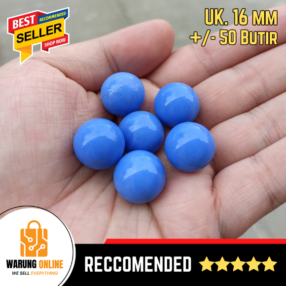 [Isi +/- 50 Pcs] Gundu / Kelereng Warna Biru Ukuran 1,6 cm Bagus dan Cantik