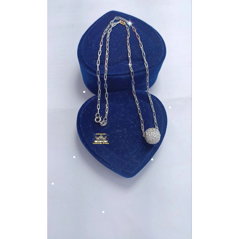 Kalung Paperclip + Liontin Bulat Mata