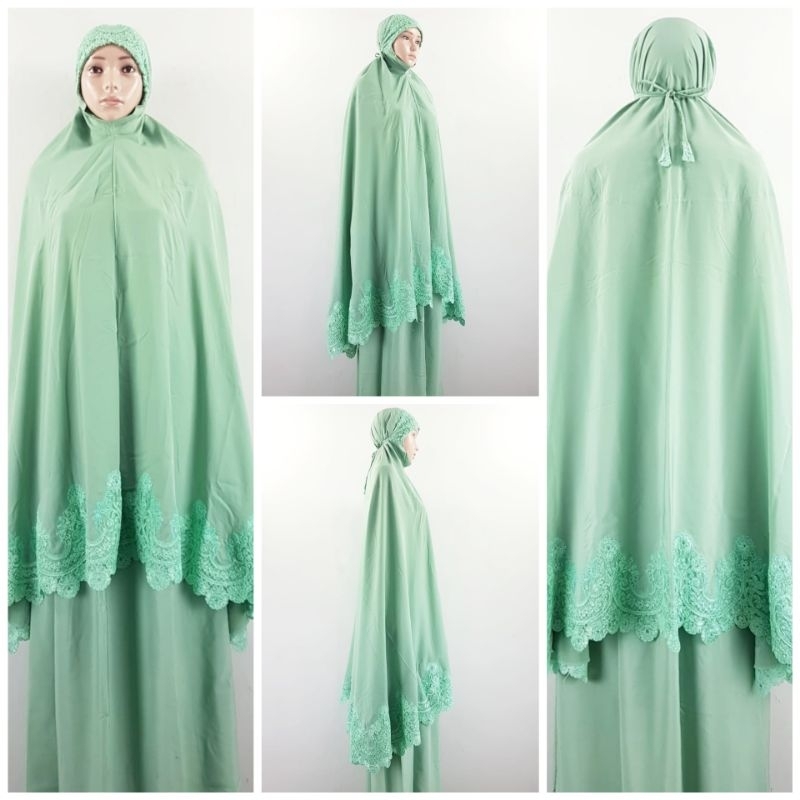 Sircinta Mukena Rosella Khadijah Bordir Lace | Telekung sulam Lace bySC