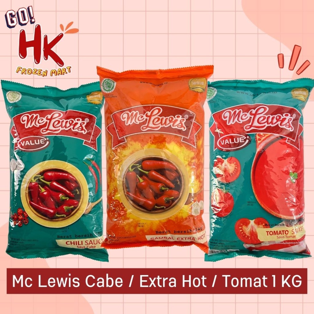 

Mc Lewis Saus Cabe / Extra Hot / Tomat 1 KG | mclewis sambal chili tomato pedas HK Frozen Mart