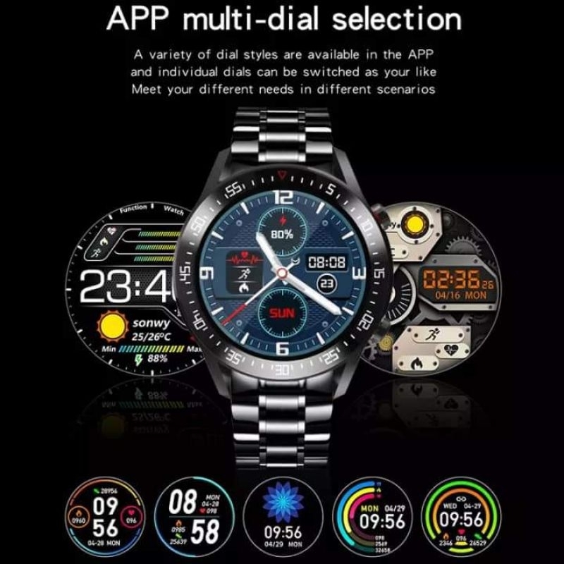 Smartwatch pria wanita 1.3 inch Layar Sentuh Gelang Baja Smart Watch Heart Rate Monitor Tekanan Dara