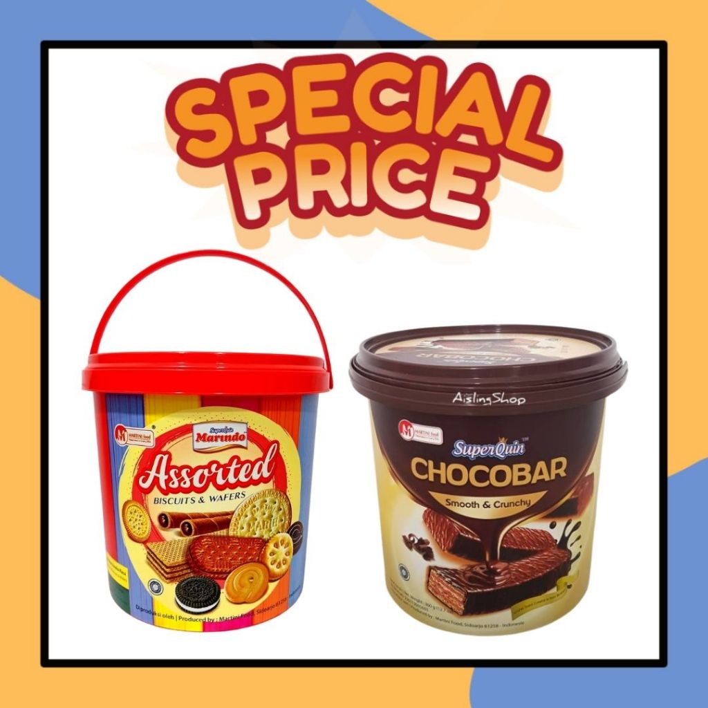 

Marindo Biskuit Assorted 350gr dan Marindo Chocobar 330gr Wafer Coklat Camilan Toples