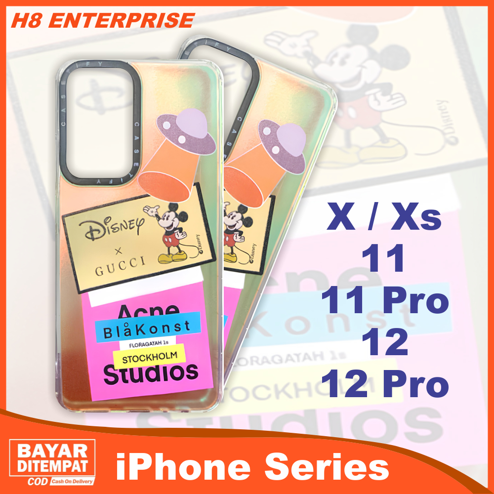 Case iPhone X Xs 11 Pro 12 Pro Softcase Silicon Micky Gucci Glossy Casing Brand