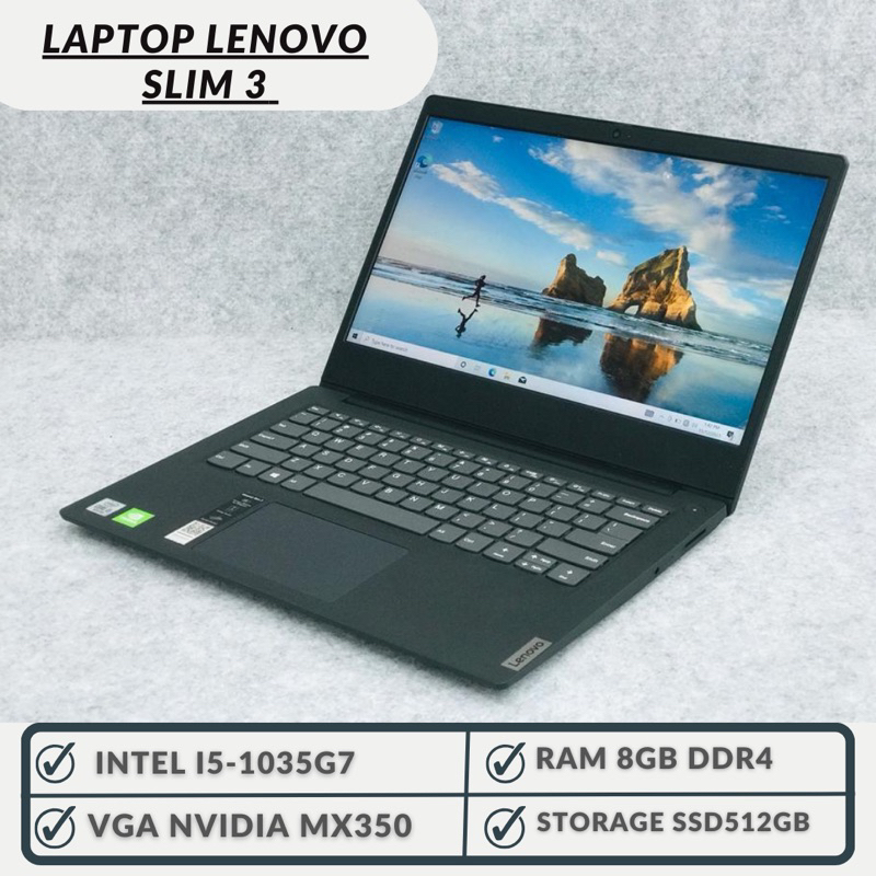 LAPTOP LENOVO SLIM 3 INTEL I5-1035G7 8GB SSD512GB NVIDIA MX350 WIN 10