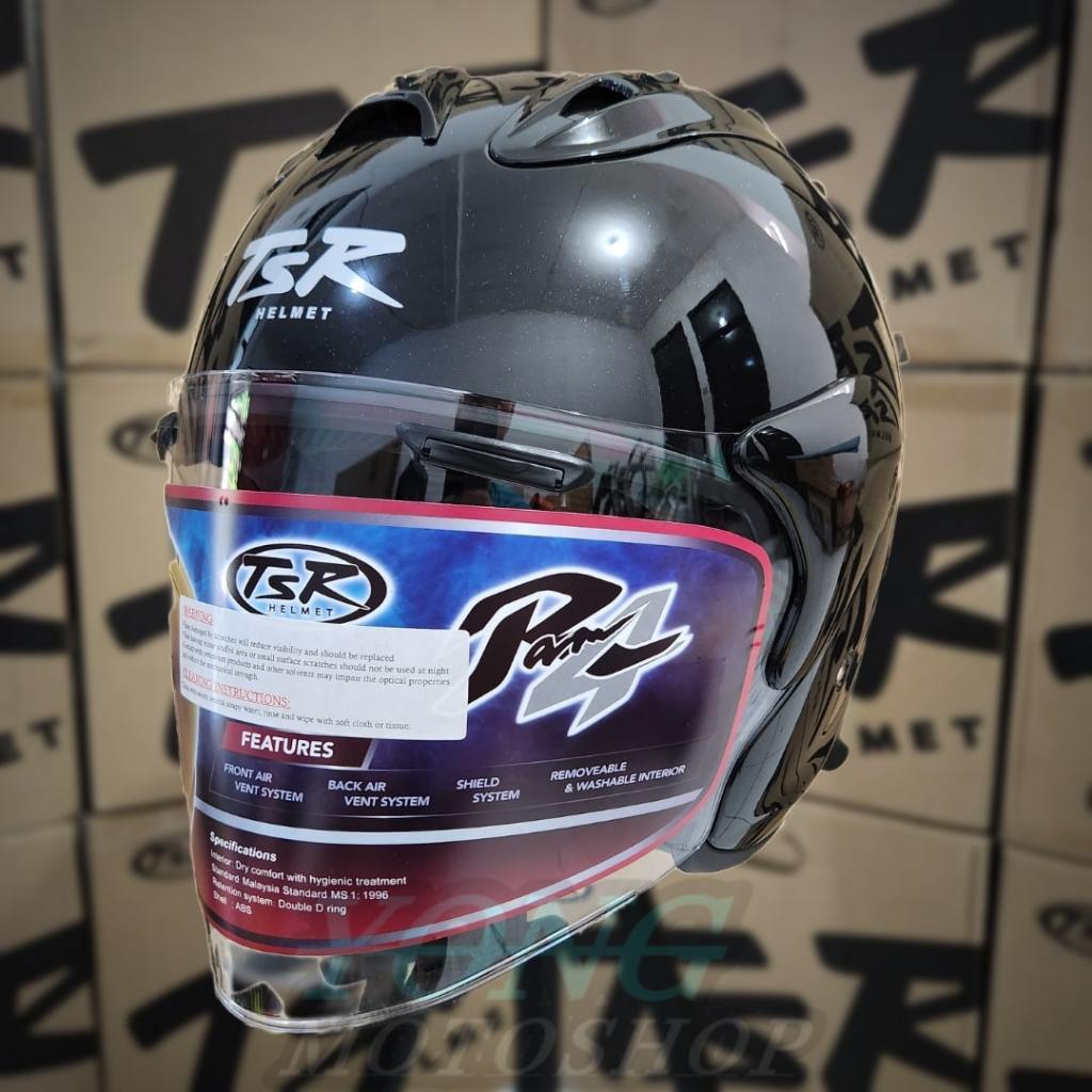 Helm TSR Ram 4 HITAM Glass Black Original Half Face TSR Helmet Ram4