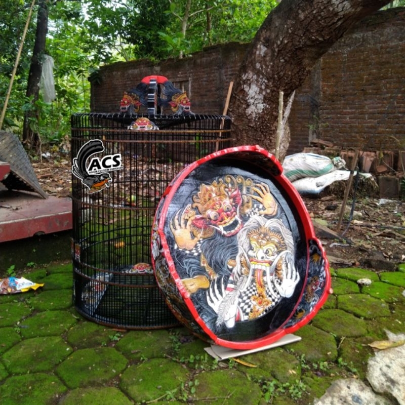 Sangkar Ukir Cukit Burung Murai Batu Motif Leak Bali No 2
