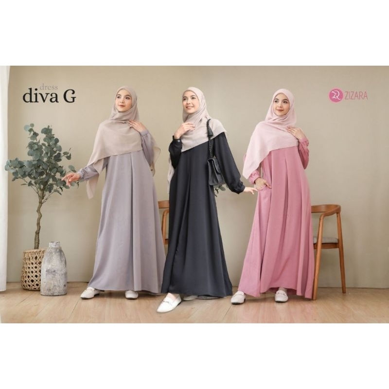 DIVA G DRESS BY ZIZARA | Gamis Polos | | Gamis Hitam | | Gamis Pink |