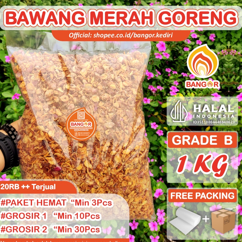 

[✰I53>] MERAH-B [ 1 Kg ] Bawang Merah Goreng / Brambang Goreng, Grade B, Refill Dijamin Ori