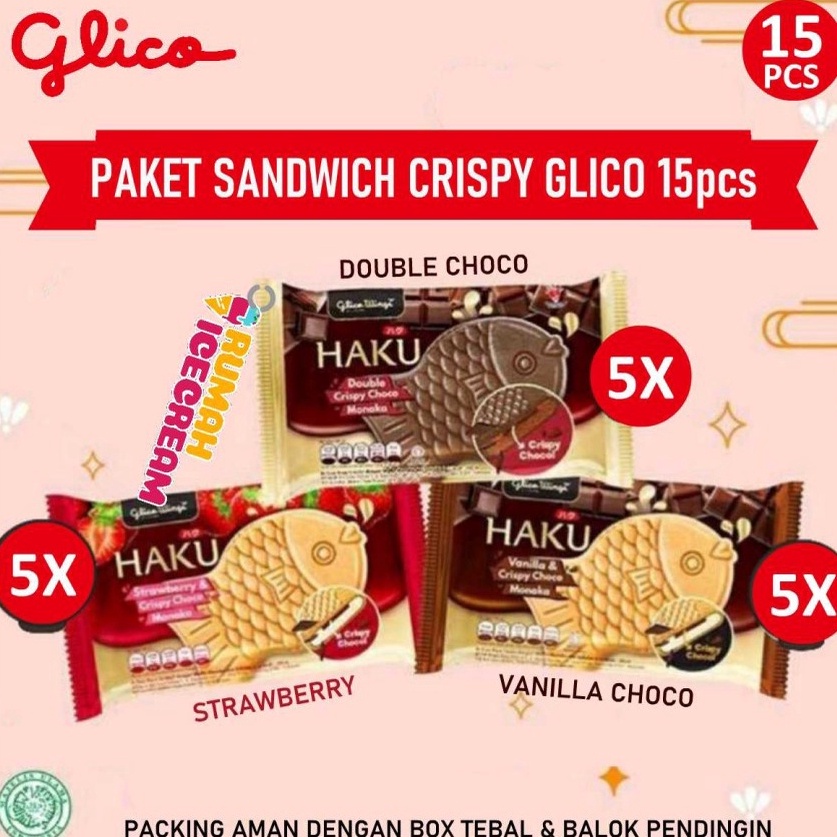 

SCLQ3653 GROSIR Paket Ice Cream Sandwich Crispy Glico 15pcs