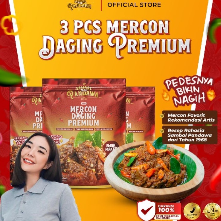 

LPYY3556 8.8 Sambal Mak Pandawa - 3 Pack Mercon Daging Premium @100gr