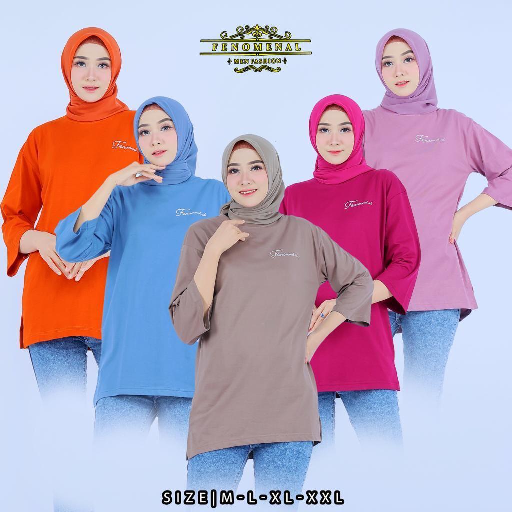 ( WARNA TERBARU KAOS FENOMENAL )Atasan Baju Kaos Oversized Wanita Muslim Top Basic Polos / KAOS POLO
