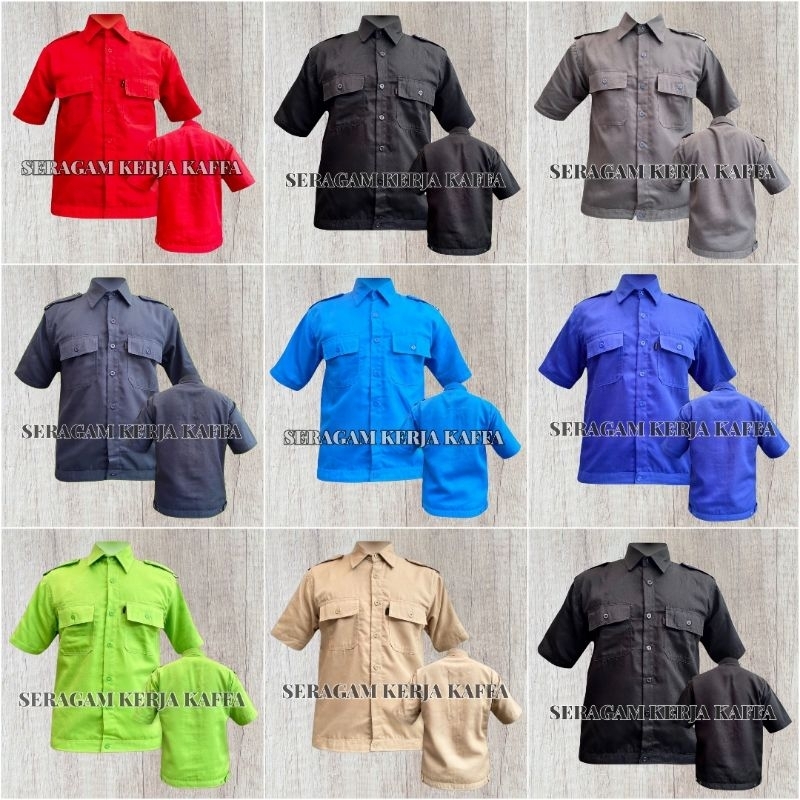 Seragam Casual Kasual Polos Seragam Kerja seragam Lengan pendek Premium Seragam lapangan