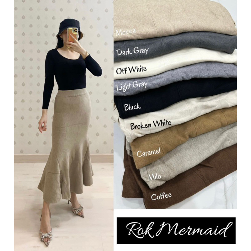#ROK Rok Mermaid/Duyung Rok Slit Rajut Import Rok Span