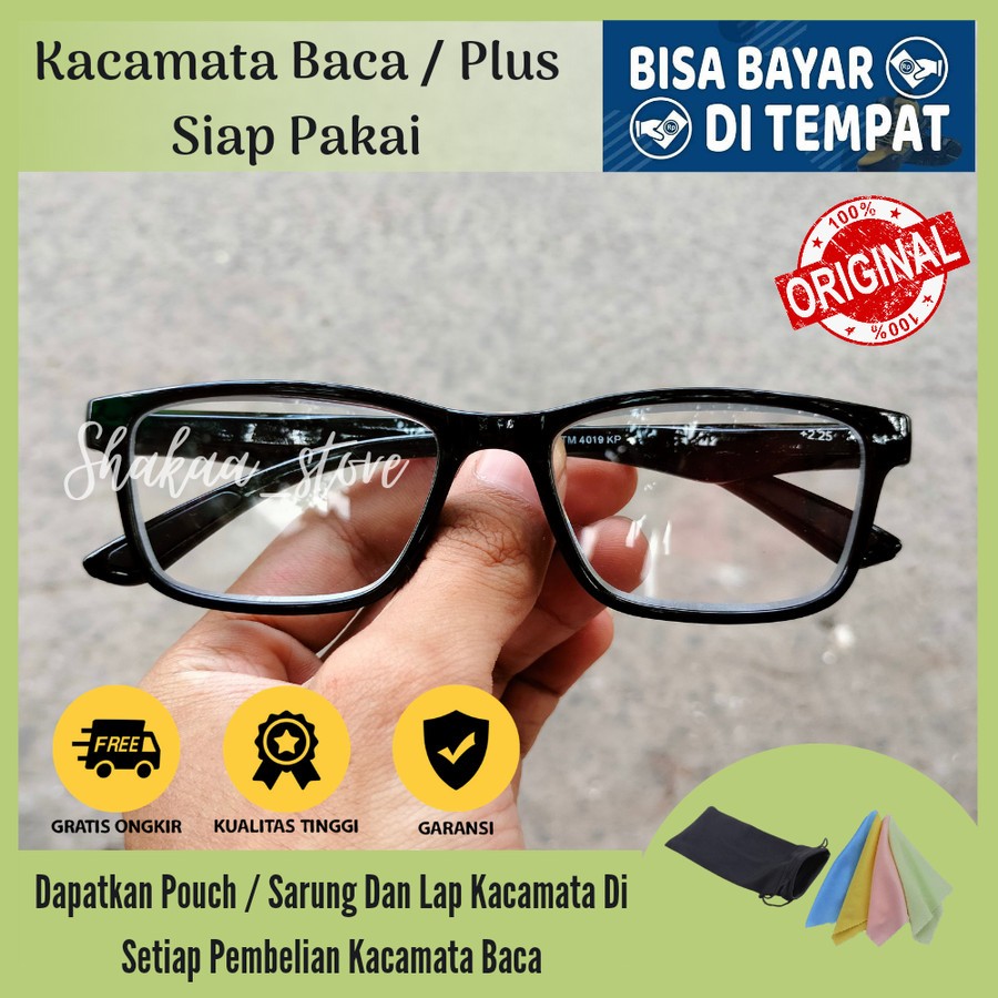 Kacamata minus model kotak kecil/frame kacamata unisex/lensa minuscewe - Hitam, Plus