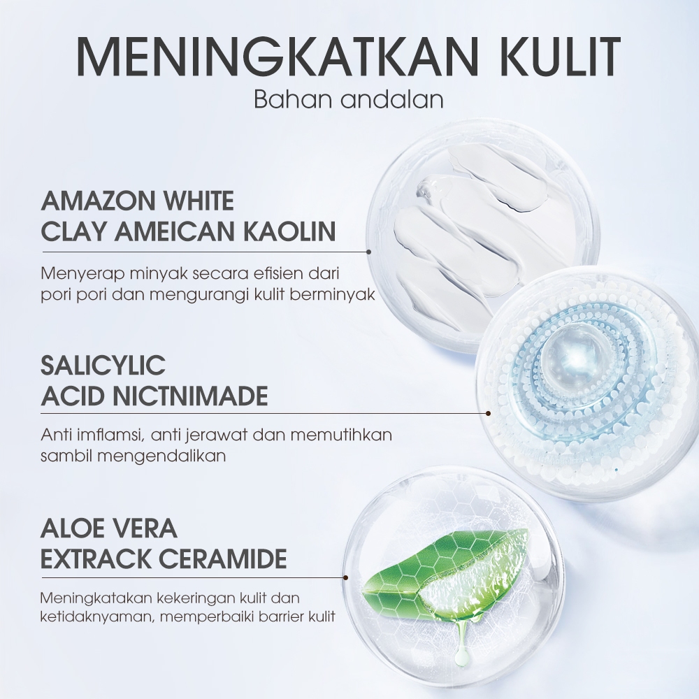 SKINEVER Clay Mask Masker Pembersih Pori Dalam Asam Salisilat Masker Lumpur Pengontrol Minyak Pembersih Dalam 80ML